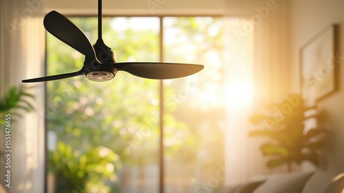 Modern Ceiling Fan in Bright Living Space with Natural Light