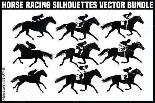 "Horse Racing Silhouette Bundle"