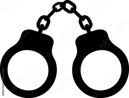 Pair of handcuffs symbolizing imprisonment and arrest