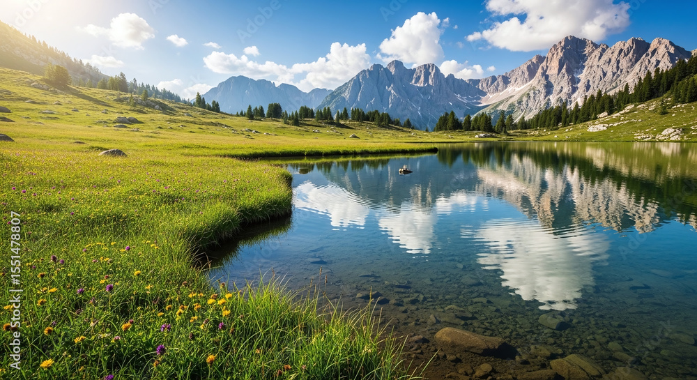 Fototapeta premium mountain lake in the morning