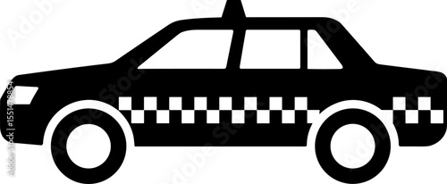 Black and white taxi cab icon showing checkered stripes