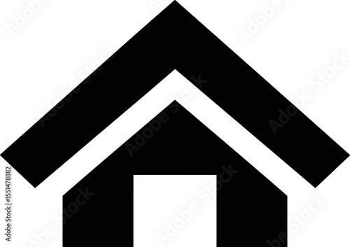 Black and white minimalist house icon representing home and family