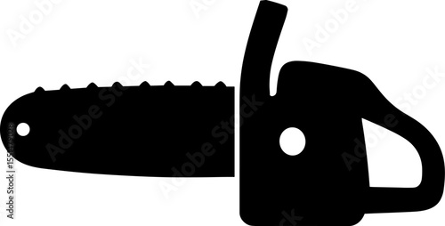 Black chainsaw silhouette for forestry and gardening