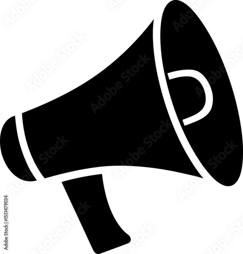 Black megaphone icon symbolizing communication and announcement