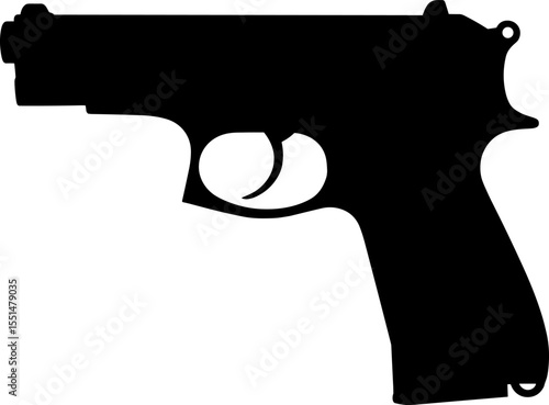 Black silhouette of a handgun pistol pointing right