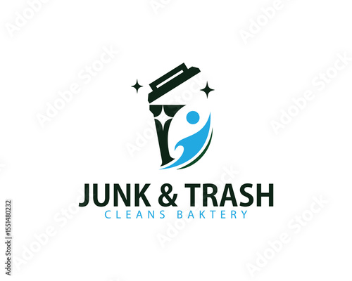 junk trash logo creative design concept removal clean icon
