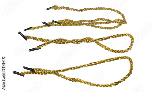 Fotografi Golden string, set rope isolated on white, clipping path