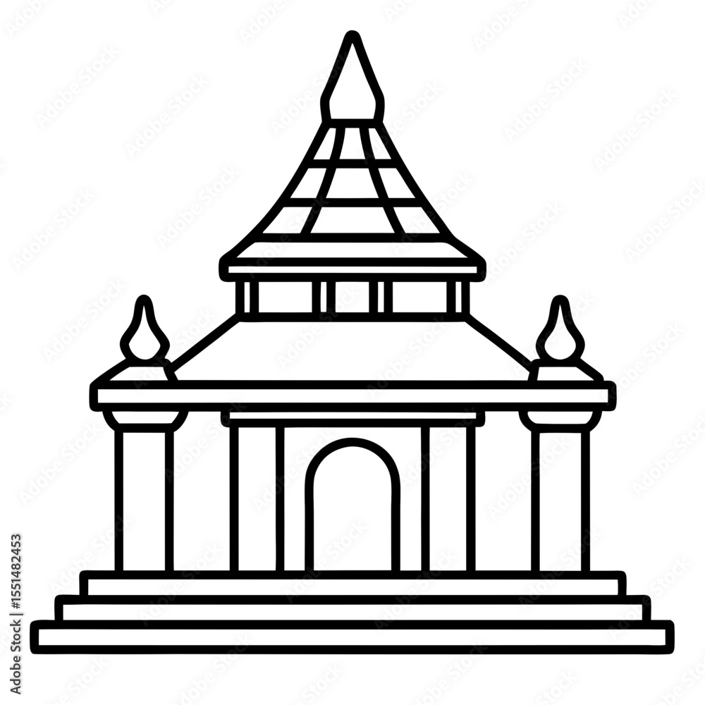Obraz premium Minimal Temple Outline Vector