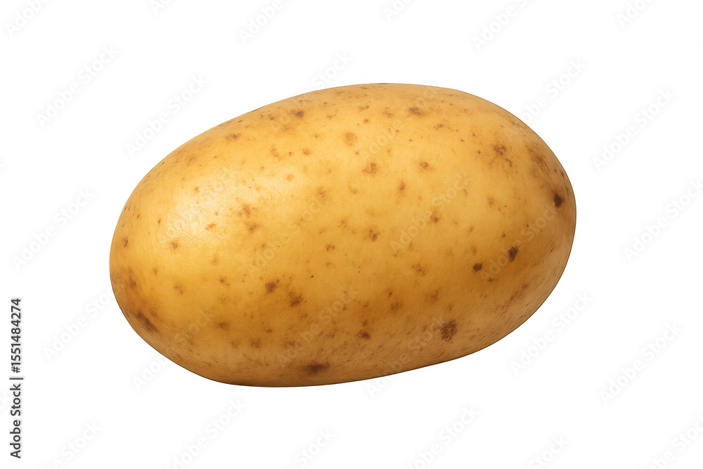 Raw potato tuber lying on transparent background Raw potato tuber lying on transparent background