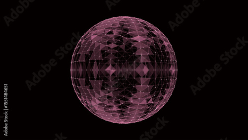 Vector futuristic red sphere of particles and lines. Network connection big data. Abstract technology background.
