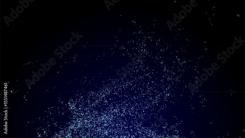 Vector abstract vortex particles background. Dynamic blue wave moving in explosion. Wormhole shimmering star dust.