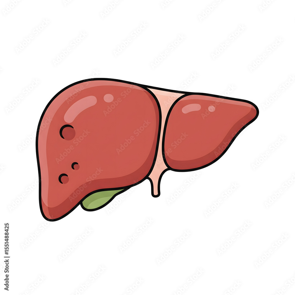 Red Human Liver Organ Icon Cartoon Illustration isolated on a transparent background Red Human Liver Organ Icon Cartoon Illustration isolated on a transparent background