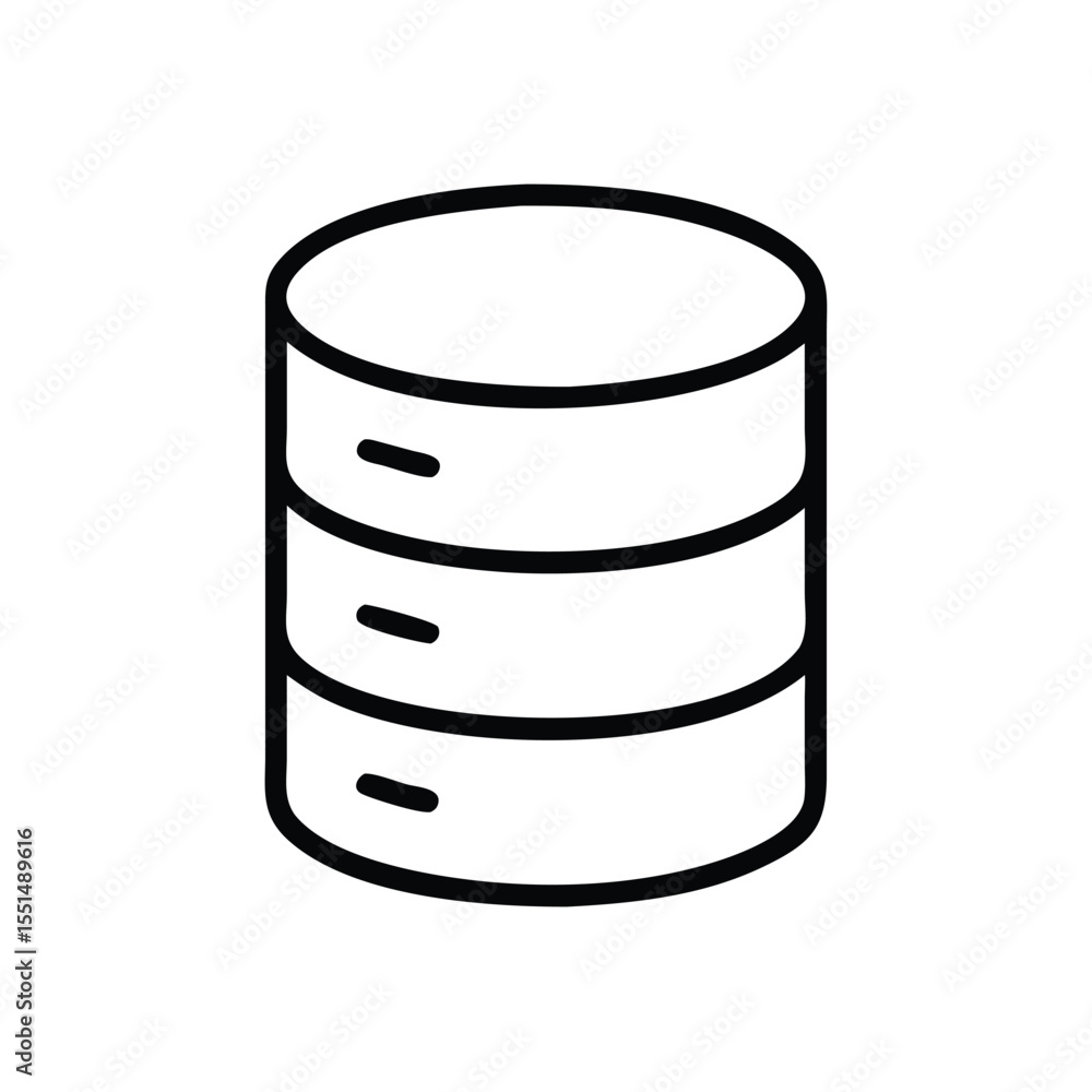 Database server icon vector illustration for data storage and management system in outline style design Database server icon vector illustration for data storage and management system in outline style design