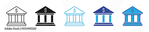 Bank icon set thin line and color style. contain saving, investment, monetary transaction, financial institution  icon  for app and web. vector illustration .