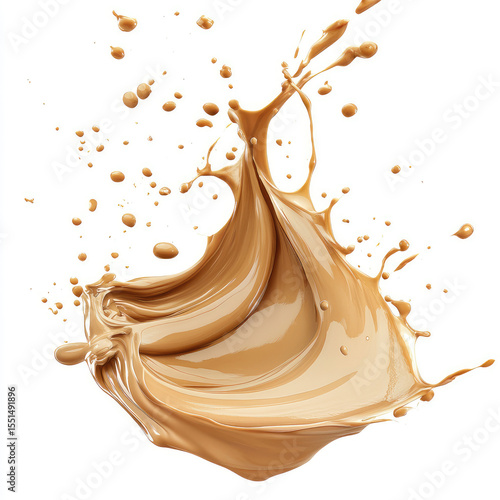 Almond butter swirl splash, on solid white background