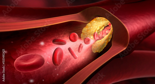 Quadro su tela Vascular constriction
in artery - blood congestion - 3D illustration