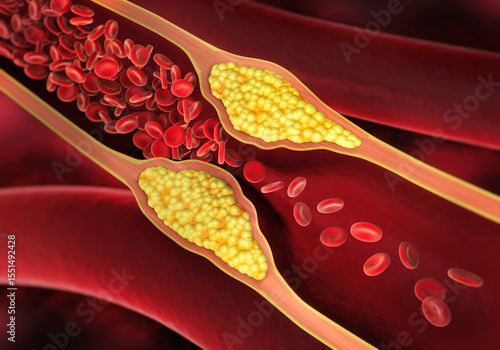 Obraz na plátně Vascular constriction
in artery - blood congestion - 3D illustration