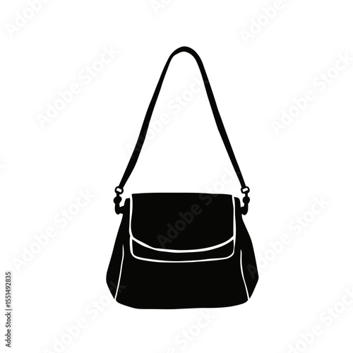 Stylish black leather handbag with an elegant handle, perfect fashion accessory for any woman