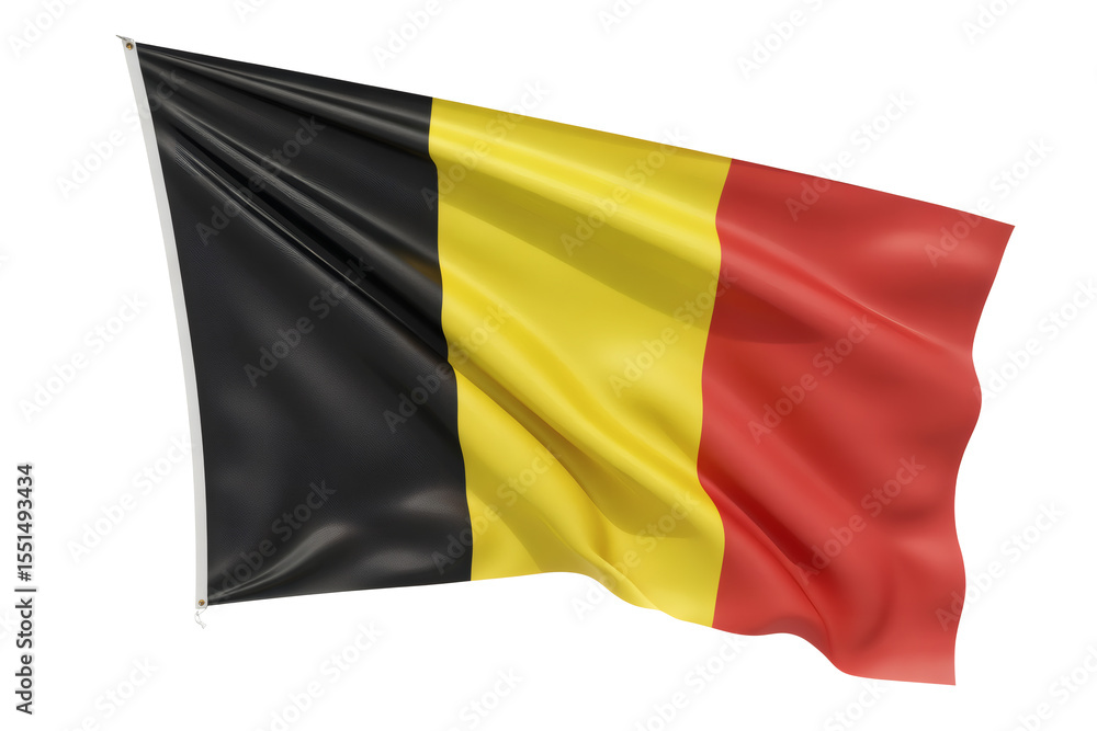a Waving Belgian Flag, Showcasing its Rich Vertical Stripes and Smooth Fabric Texture a Waving Belgian Flag, Showcasing its Rich Vertical Stripes and Smooth Fabric Texture