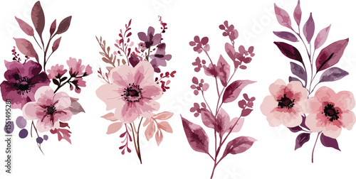 Pink and white floral design with blossoms and leaves, a beautiful nature pattern perfect for spring and summer decorations