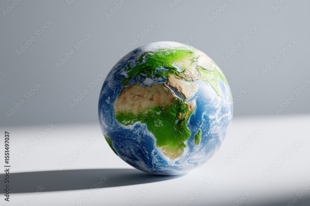 Realistic globe on white surface with shadow Realistic globe on white surface with shadow