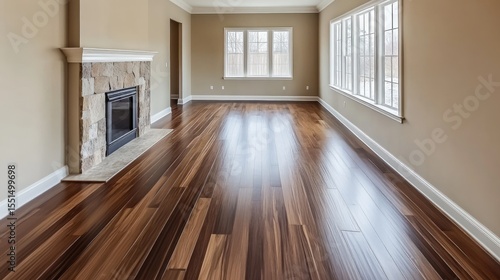Polished hardwood floors in a spacious room.