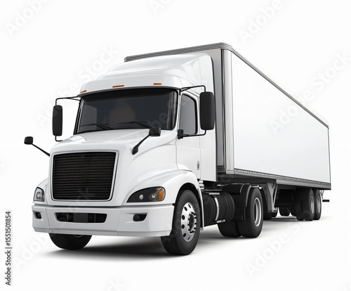 A 3D cargo truck with a short-nose front and dual rear axles