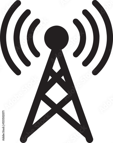 Vector Radio Tower Icon – Wireless Signal Broadcast Symbol