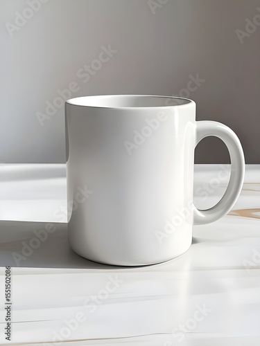 Blank White Ceramic Mug Mockup for Custom Designs – Minimalist Drinkware Template 
