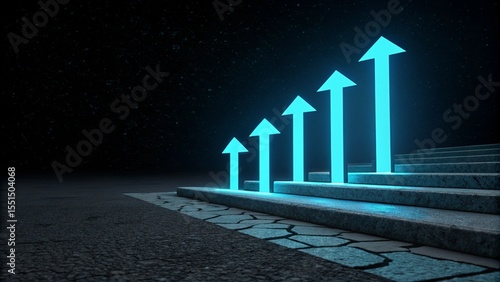 business graph with arrows on black