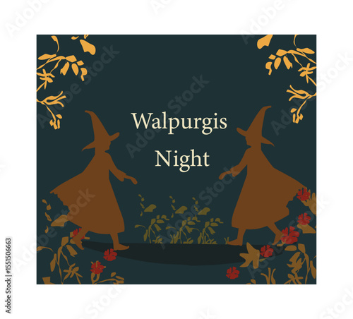Fiery Walpurgis Night Bonfire in Autumn Woods Illustration-02