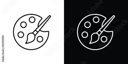 Brush and Palette icon vector, line outline icon
