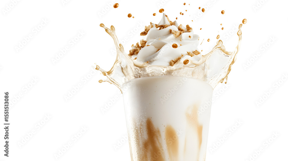 Vanilla Milkshake Cream Topping Splash isolated on a transparent background Vanilla Milkshake Cream Topping Splash isolated on a transparent background