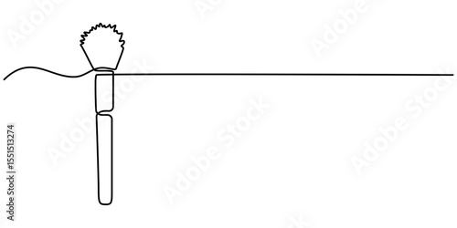 makeup brush continuous one line drawing, Professional makeup brushes one line colored continuous drawing. Makeup and beauty tools continuous one line illustration. Vector linear illustration. 