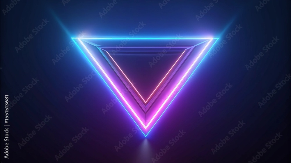 Fototapeta premium glowing neon triangle on black