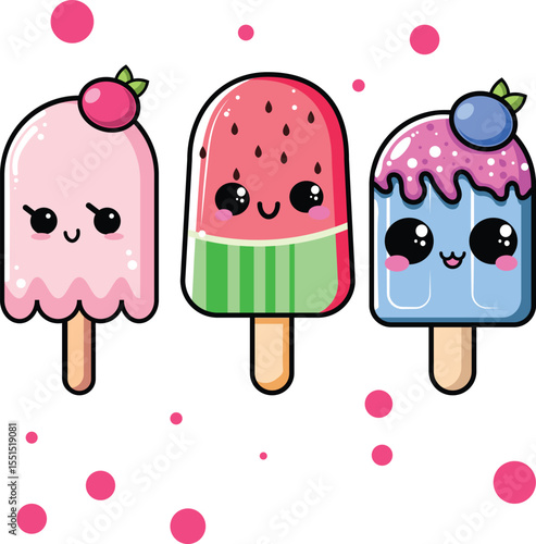 cute kawai ice cream clipart