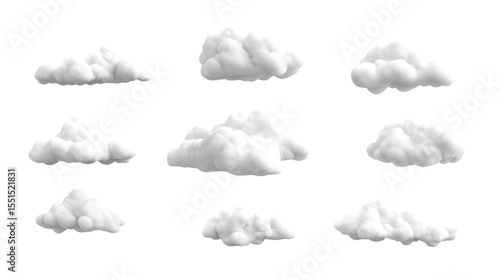 Set of clouds isolated on white background