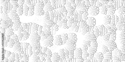 Reaction-diffusion or truing pattern. Abstract truing organic wallpaper Turing reaction diffusion monochrome seamless pattern with chaotic motion.  Generative algorithm psychedelic background.