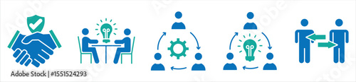 Wallpaper Mural Business Collaboration and Teamwork Icons – Innovation, Partnership, and Workflow Torontodigital.ca