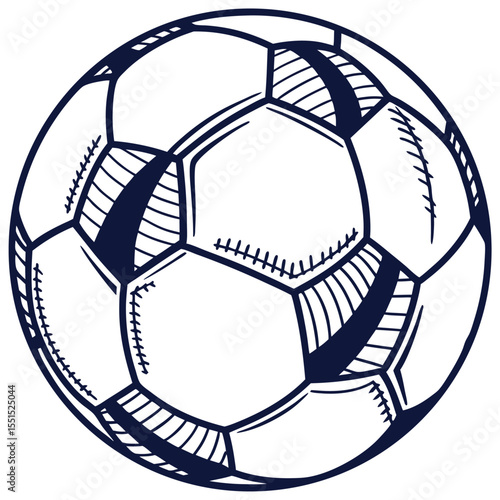 Vector art of classic soccer ball design isolated on white background, representing the sport of football and athletic competition