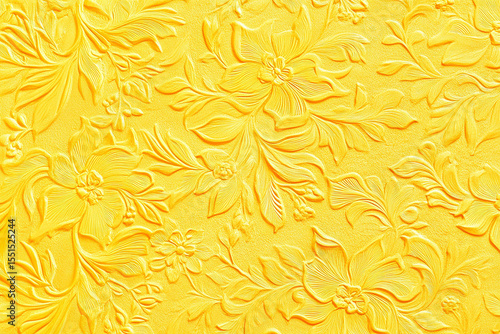 A vibrant golden yellow textured surface with a richly detailed repeating pattern
