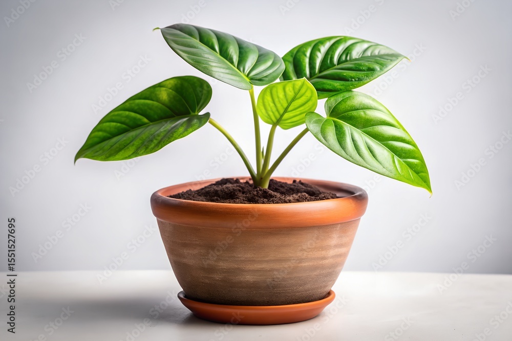 Lush Green Philodendron Plant in a Terracotta Pot A Symbol of Nature's Beauty Lush Green Philodendron Plant in a Terracotta Pot A Symbol of Nature's Beauty