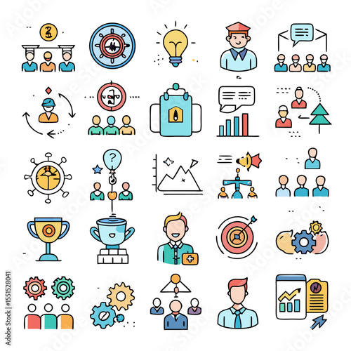 Action plan icon set. Contains such icons as planning, schedule, strategy, analysis, tasks, goal, collaboration,