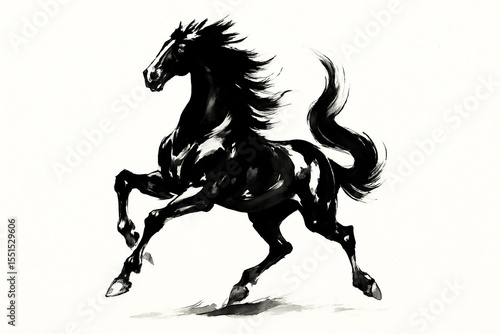 馬(墨画)