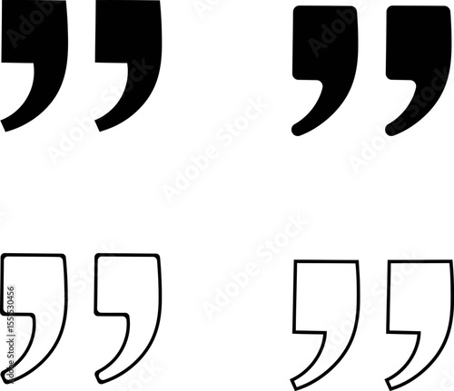 Quotation Marks Icons: Speech, Citation & Text Symbol Set

