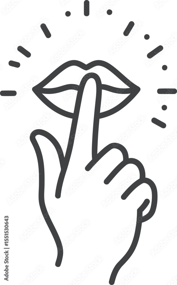 Obraz premium Silence Gesture Icon - Quiet, Secret & Confidential Information