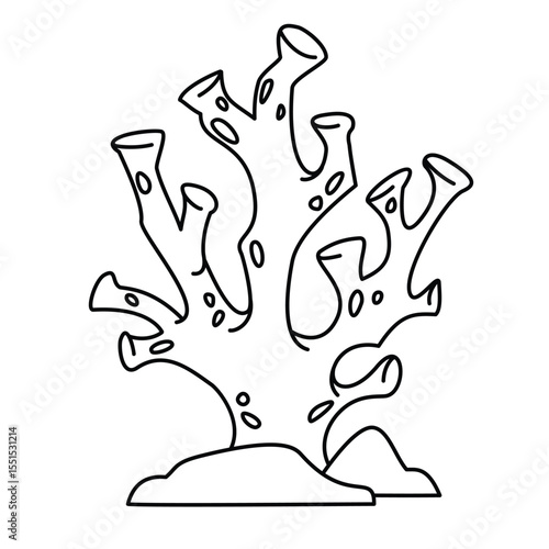 Coral Vector line Art Ocean. Reef Underwater