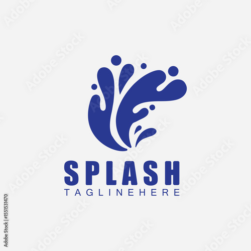Blue water splash vector logo illustration design