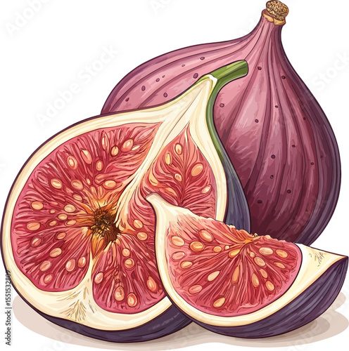 Fig Fruit Vector Cross Section with Seeds