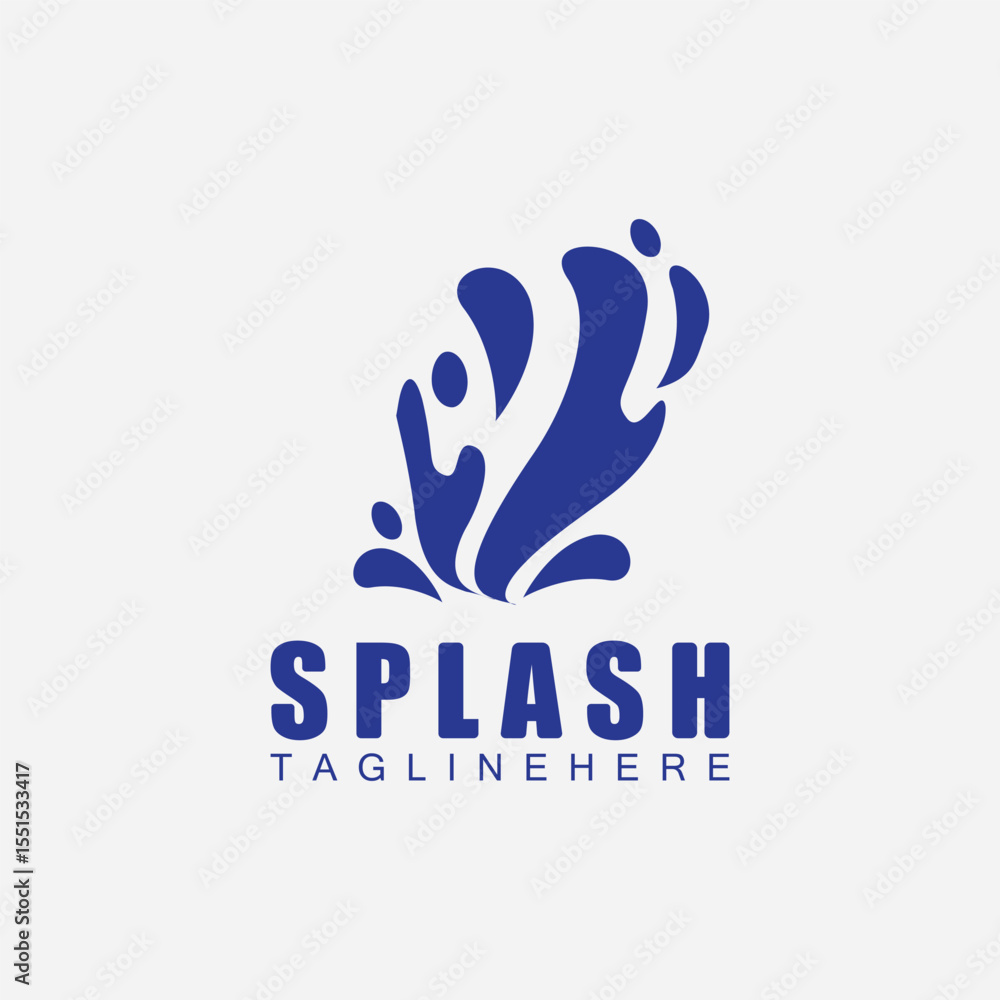 Fototapeta premium Blue water splash vector logo illustration design